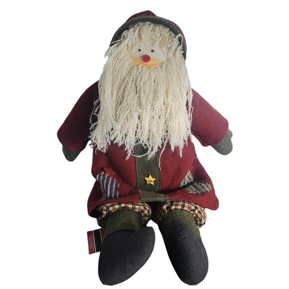 St. Nicholas Square Santa Doll Folk Art Rustic Yarn Beard Holiday 18" Primitive - Picture 1 of 13